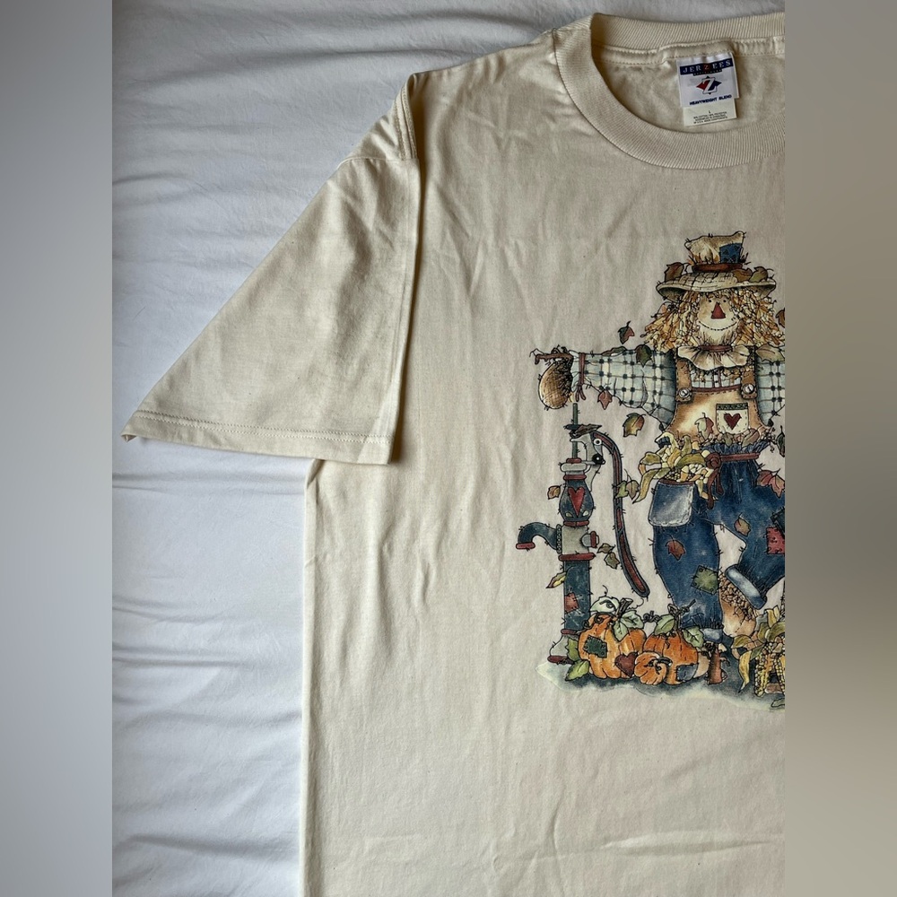 Women's 1997 NWOT R Baxter Scarecrow Graphic Tee Jerzees L Grannycore Fall - Picture 3 of 8